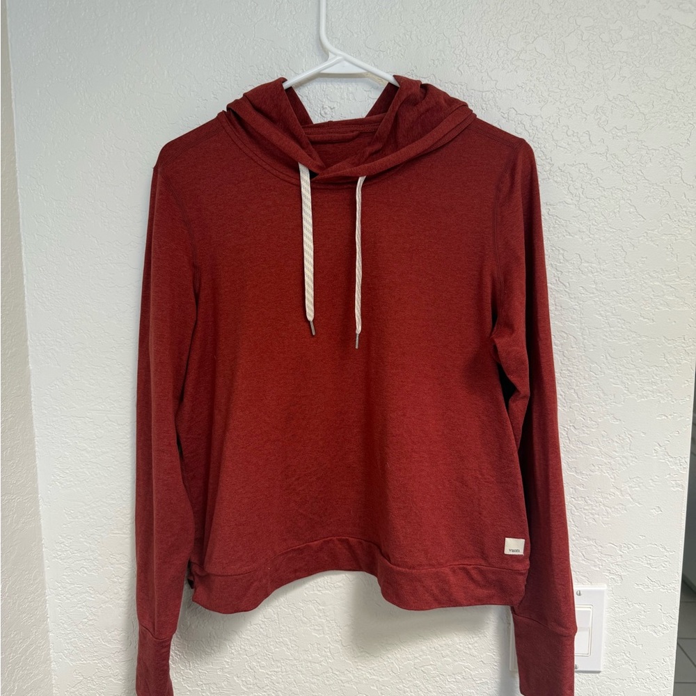 Vuori Rust Red Hooded Pullover Sweatshirt M